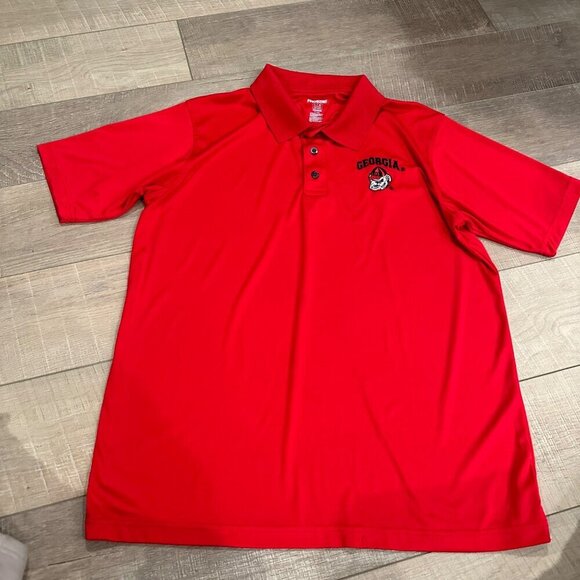 PRO EDGE MENS RED GEORGIA BULLDOG GOLF POLO SHIRT DRI FIT LARGE - Picture 1 of 9